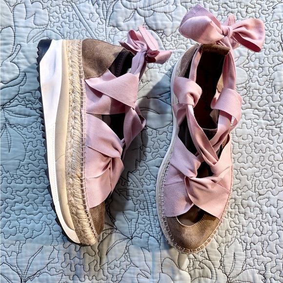 Free People Chapmin Ribbon Tie Espadrille Sneakers Gravel Combo Sz 38/7-7.5 🧡 - Picture 14 of 15
